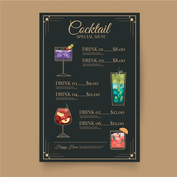 Cocktail menu